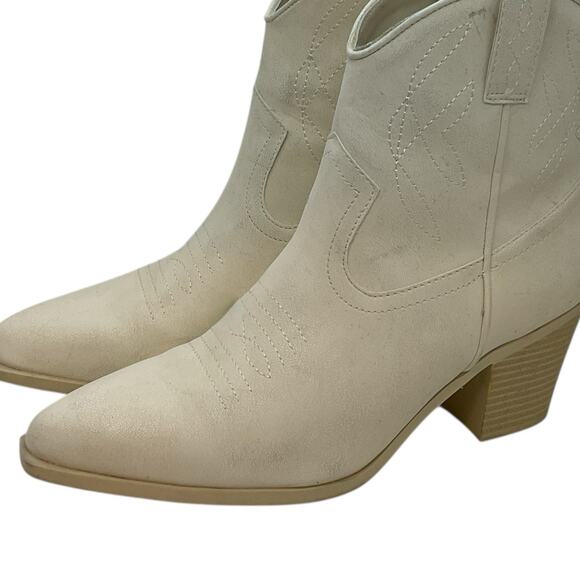 MIA Sawyer Embroidered Pointed Toe Cowboy Booties Women's Beige Sz 8 - Picture 9 of 13